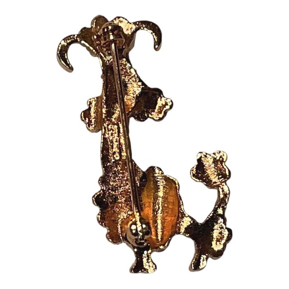 Vintage Poodle Sitting Textured Gold Tone Dog Brooch Pin Avon 2” Length by 3/4 - Picture 3 of 4